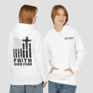Faith Over Fear Christian Hoodie Cross Flag Graphic Unisex Sweatshirt