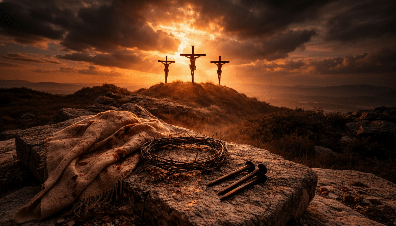 Jesus Christ the King who stepped down showing love and sacrifice on the cross