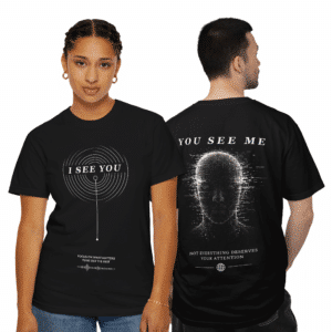 I See You Graphic T Shirt Futuristic Face Line Art Cotton Tee