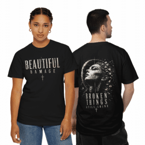 beautiful damage graphic t shirt broken things still shine cotton tee