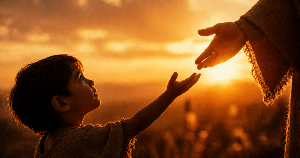 person praying with hands open in faith and expectation toward God