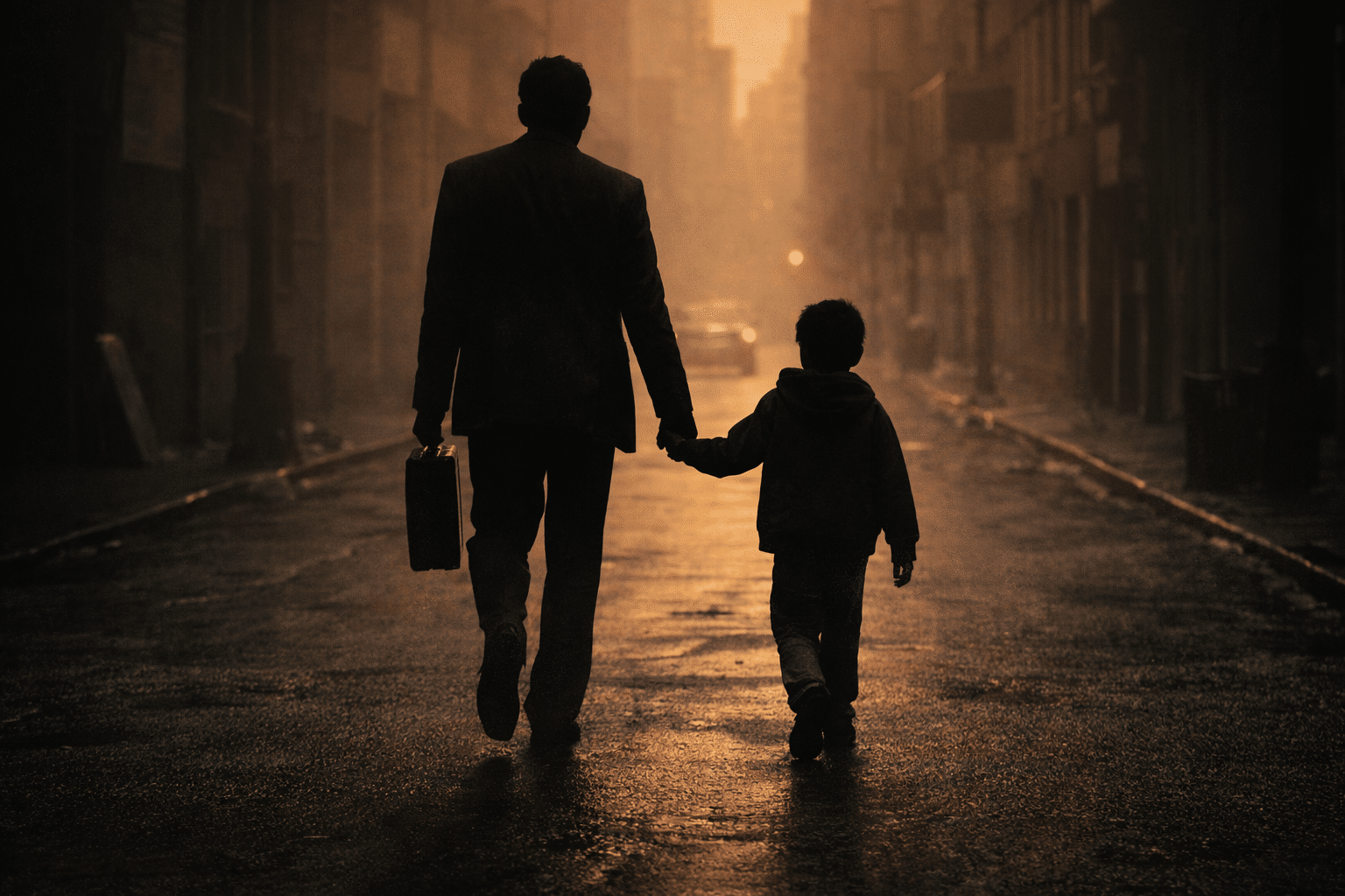 Christopher Gardner homeless father holding child while struggling to survive