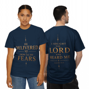 Faith verse T shirt Psalm 34:4 He delivered me from all my fears design
