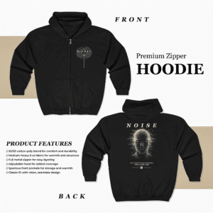Noise Signal Zip Hoodie Glitch Portrait Full Zip Streetwear Hoodie