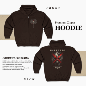 Darkness Graphic Zip Hoodie The Light Chest Full Zip Streetwear Hoodie
