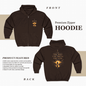 Christian Zip Hoodie I Am The Way The Truth The Life Faith Sweatshirt