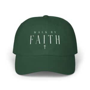 Walk By Faith camo dad cap with Christian embroidery
