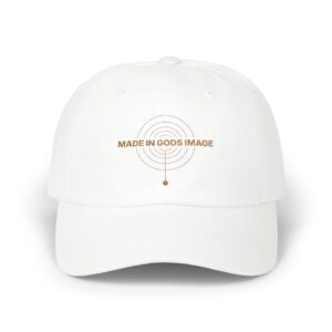 Made in God's Image dad cap with minimalist Christian design