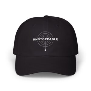 Unstoppable camo dad cap with embroidered target graphic