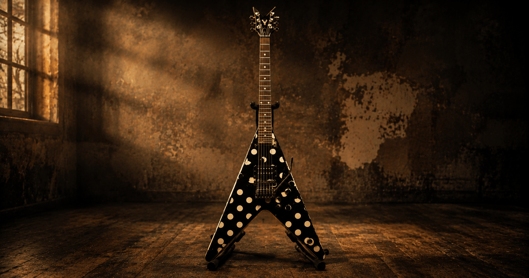 Randy Rhoads legendary guitarist performing with emotional guitar mastery