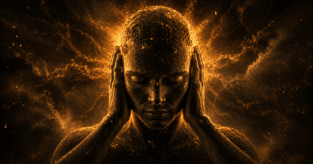 A person standing between light and shadows symbolizing be careful what is leading you through life