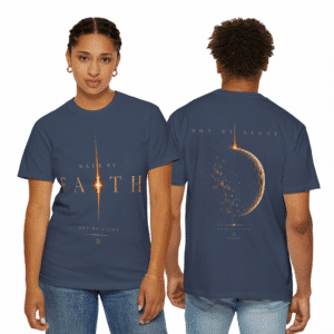 Walk by Faith Not by Sight t-shirt with Christian artwork