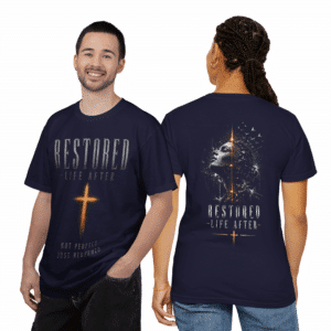Not Perfect Just Redeemed Christian T-Shirt front design