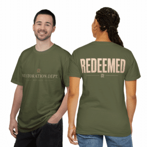 Redeemed Christian T-Shirt Restoration Dept graphic tee front view
