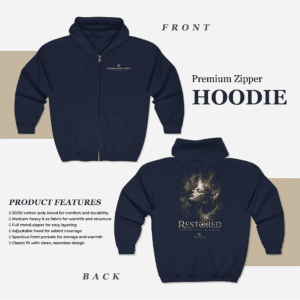 Restored Zip Hoodie with inspirational graphic artwork on back and full-zip front design