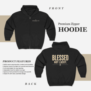 Blessed Not Lucky Hoodie Restoration Dept Full Zip Faith Sweatshirt