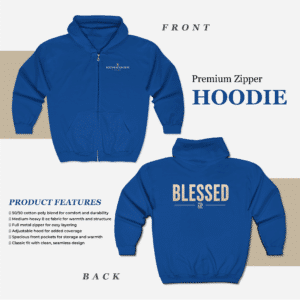 Blessed Zip Hoodie BLESSED Back Print Full Zip Sweatshirt
