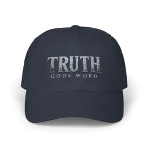 Truth God's Word Dad Cap with embroidered Christian faith message on a cotton baseball hat