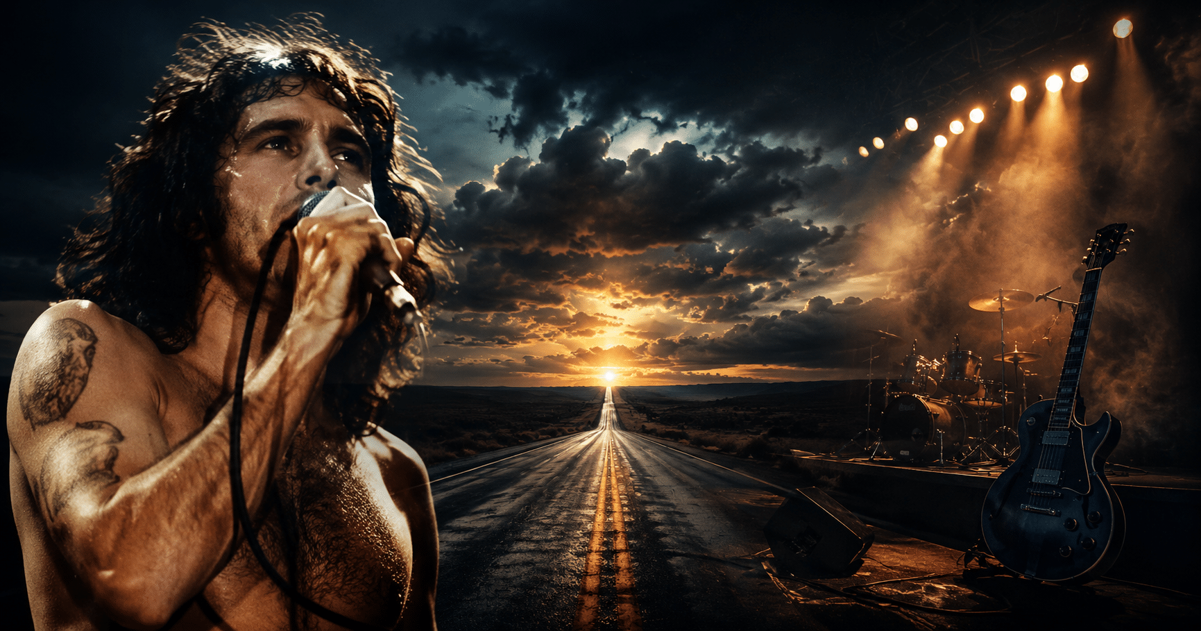 Bon Scott performing live with AC/DC, showcasing the raw energy, charisma, and powerful stage presence that defined his rock legacy.
