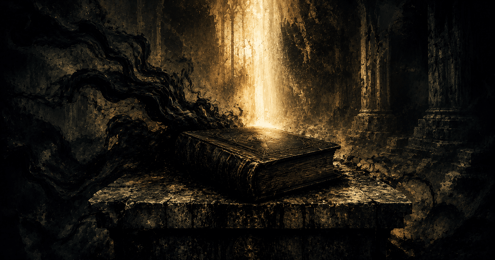 Open Bible beside occult items including tarot cards and crystals, symbolizing the biblical warning for Christians to stay away from witchcraft and walk in Christ's light