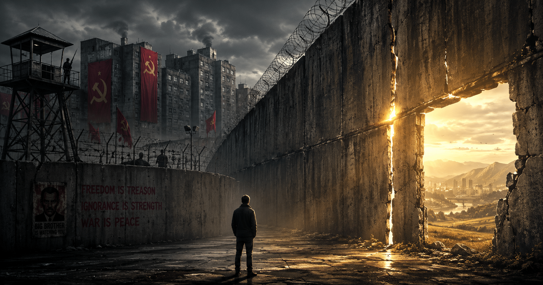 Historical illustration representing the true story of communism, showing authoritarian rule, oppression, and the loss of freedom under totalitarian governments.