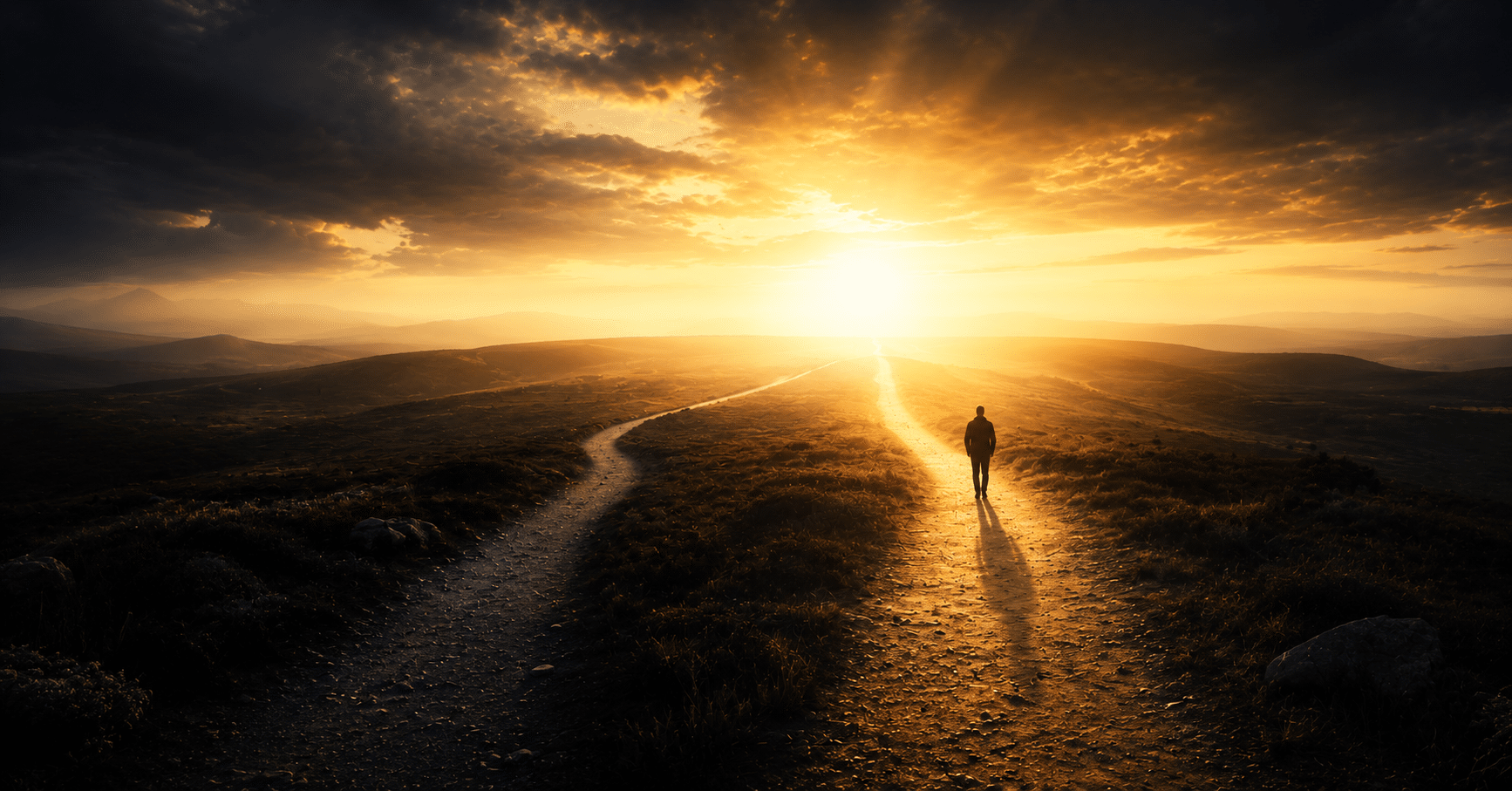 Christian illustration of a grieving person finding hope in God's promise of Heaven and reunion with faithful loved ones through Jesus Christ
