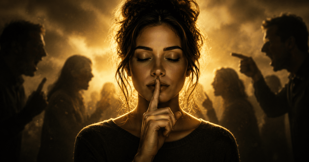 Patience in an Impatient World illustration showing a calm Christian choosing peace and self-control amid chaos