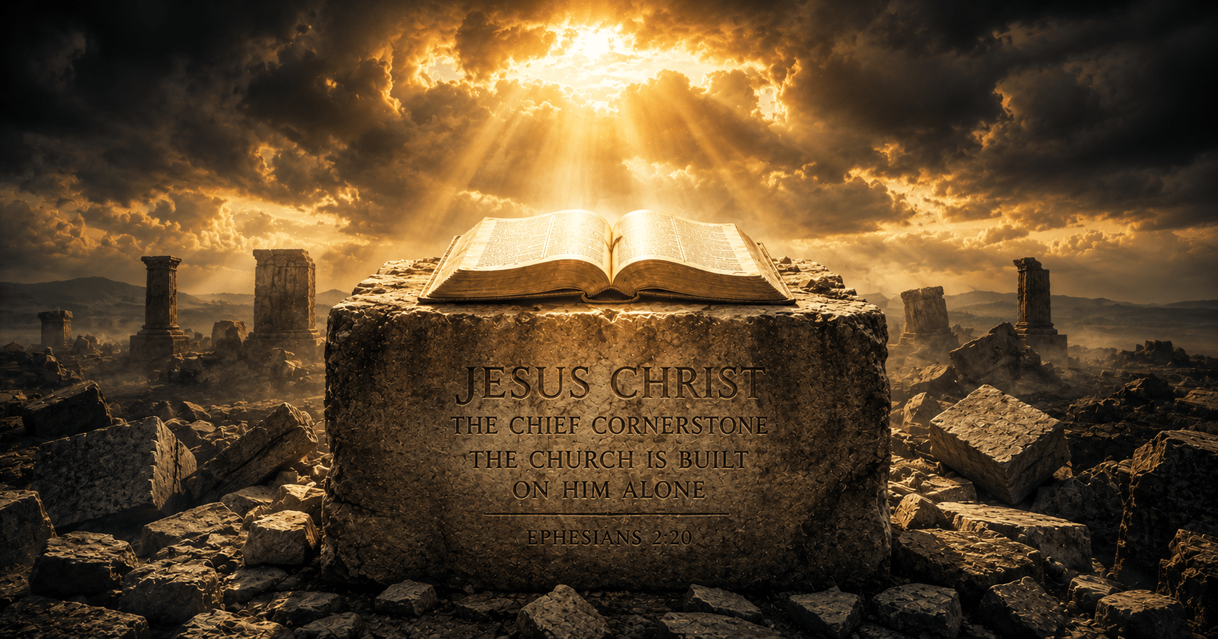 Open Bible highlighting passages about the true church founded by Jesus Christ and the unity of believers under His authority.