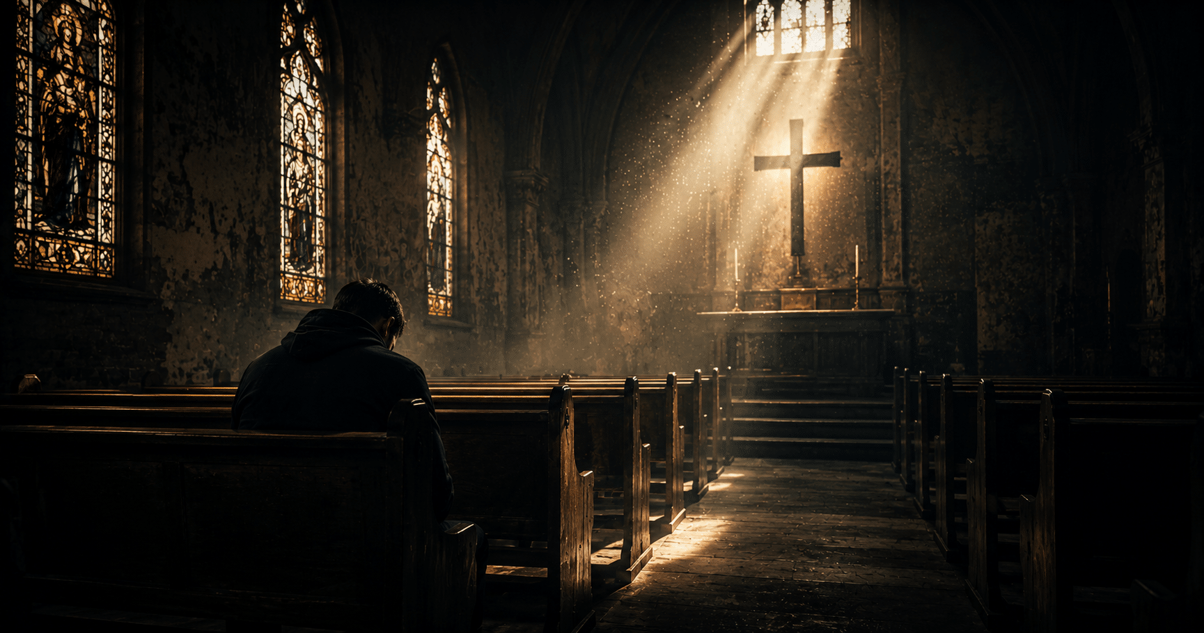 Person praying with an open Bible during a quiet moment, reflecting on why God feels distant sometimes while trusting His faithful promises.