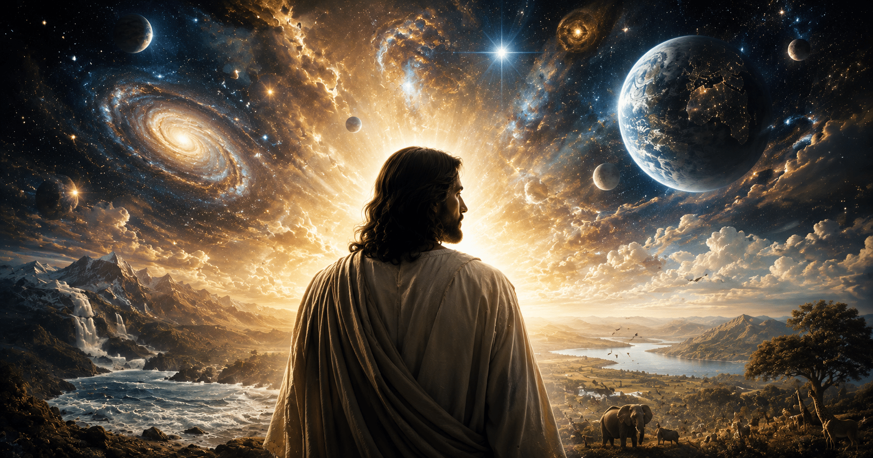 Who is Jesus Christ according to the Bible, shown as the Son of God, Creator, Savior, risen Lord, and coming King.