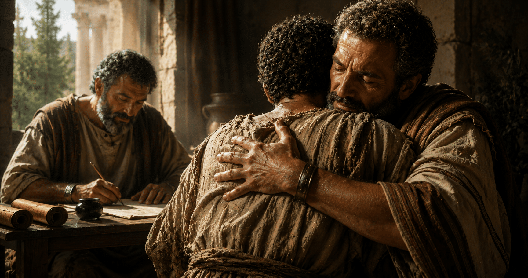 Open Bible showing the Book of Philemon, symbolizing forgiveness, grace, reconciliation, repentance, and restored relationships through Christ.