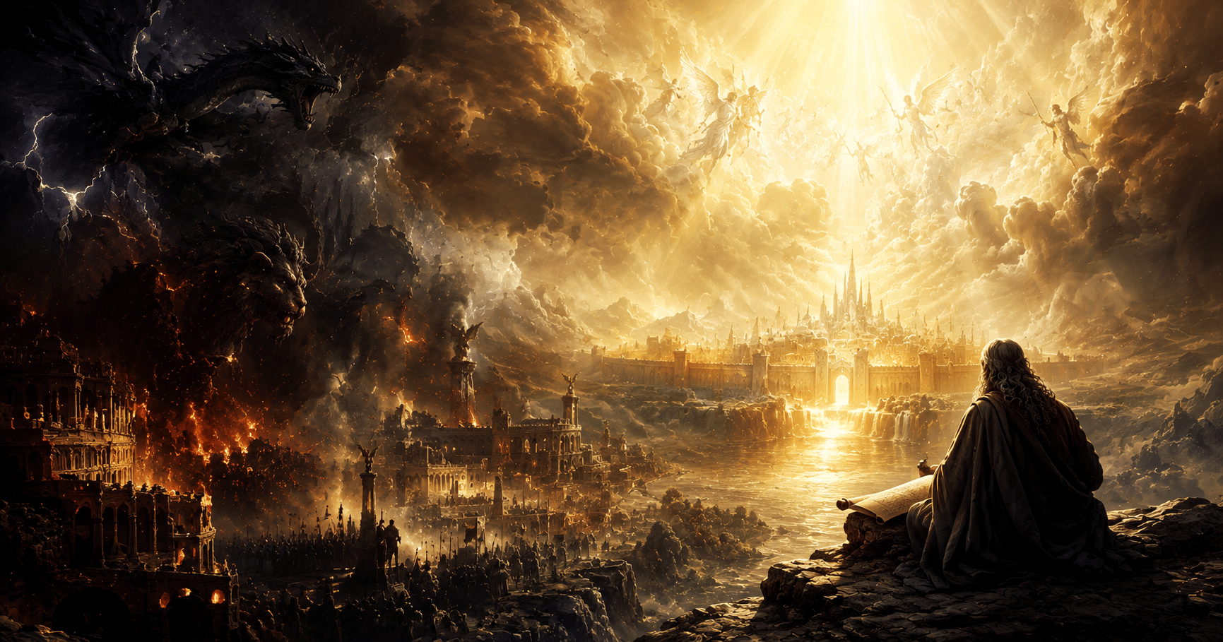 Book of Revelation Bible open to Revelation, symbolizing biblical prophecy, judgment, Jesus Christ, and eternal hope