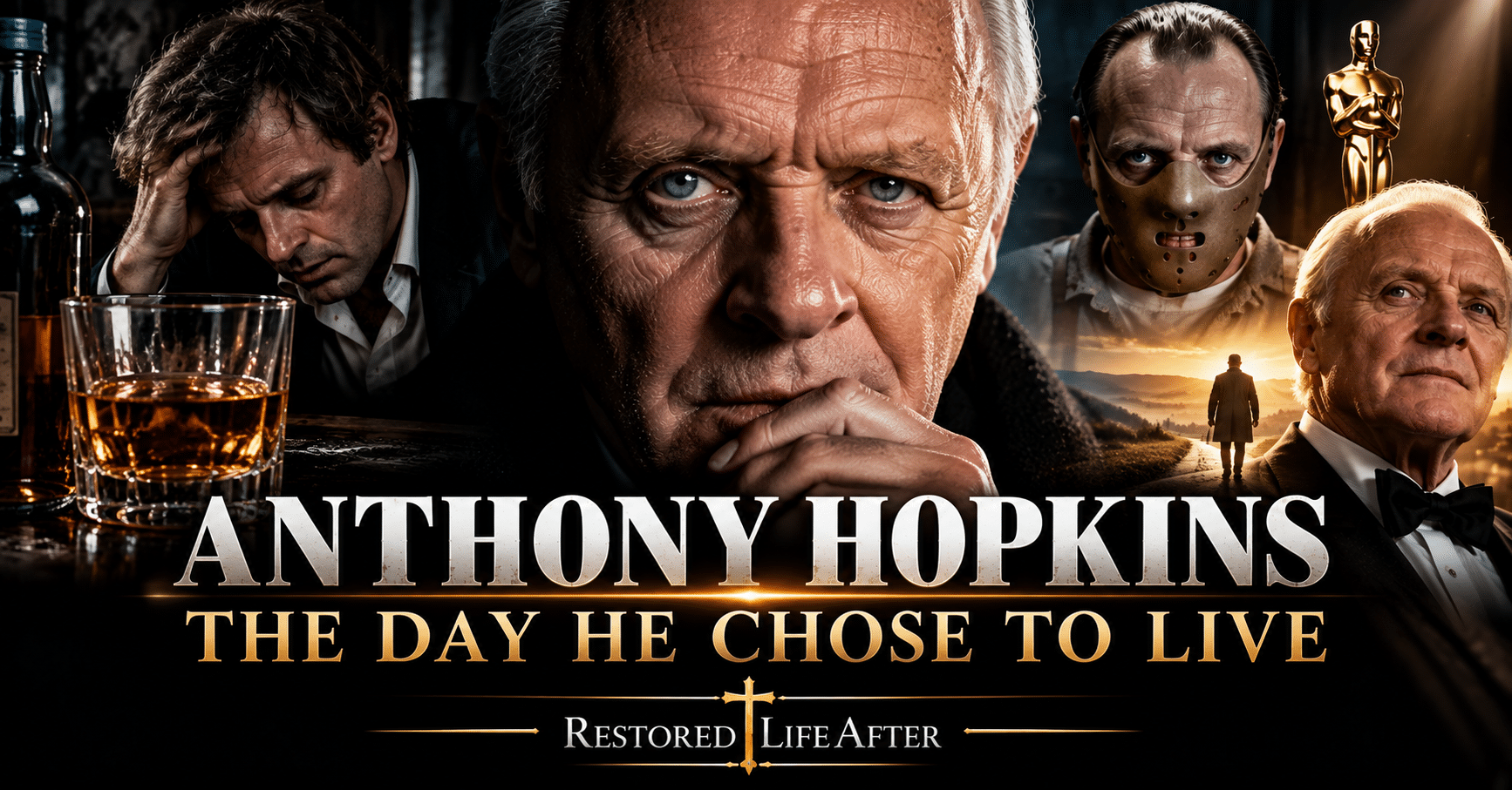 Anthony Hopkins true story showing his journey from alcoholism and sobriety to Hannibal Lecter, two Oscars, and lasting success