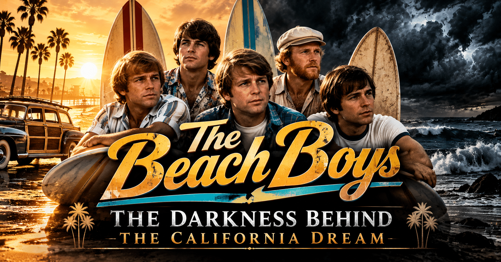 Beach Boys true story showing Brian, Dennis, and Carl Wilson and the darker reality behind their California music legacy