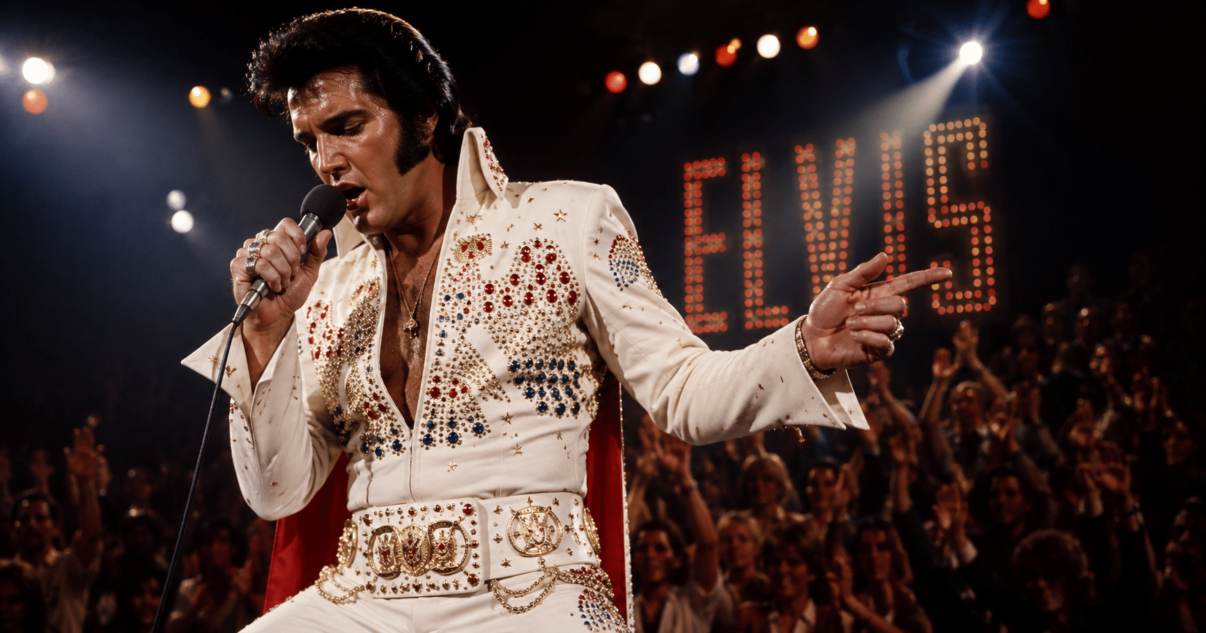 Elvis Presley true story showing his rise from humble beginnings to rock and roll fame, Graceland, personal struggles, and lasting legacy