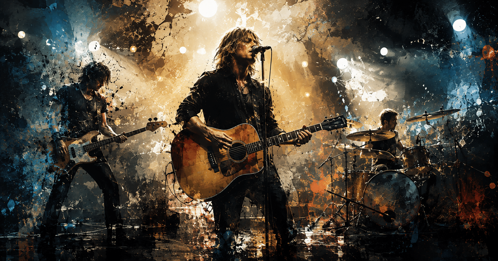 Goo Goo Dolls performing live on stage, representing their journey from Buffalo punk rock beginnings to worldwide fame with “Iris.”
