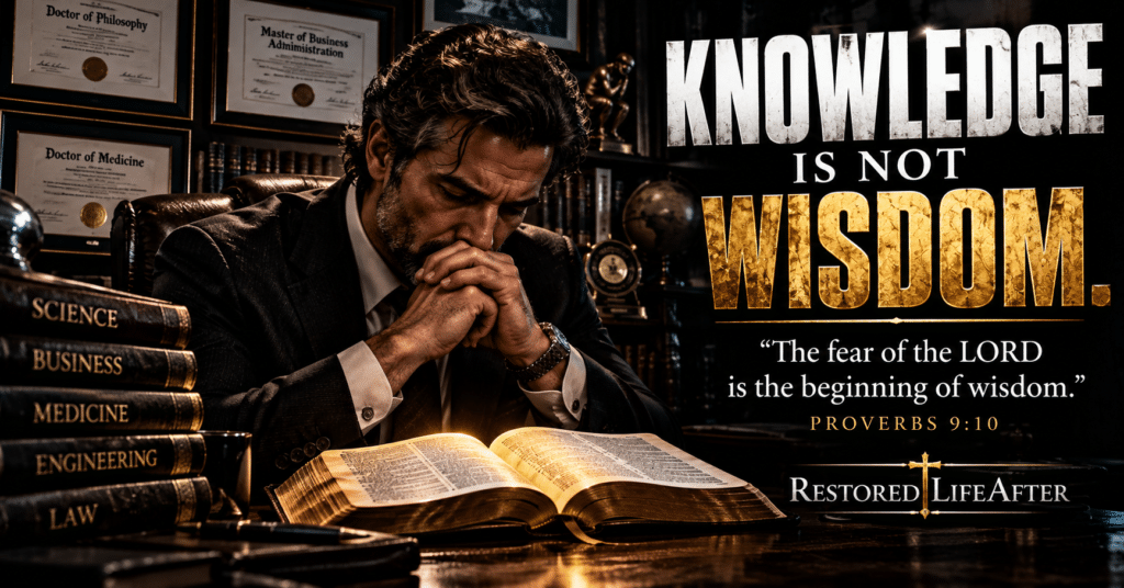 Intelligence is not wisdom, showing the difference between human knowledge, biblical wisdom, and fearing God