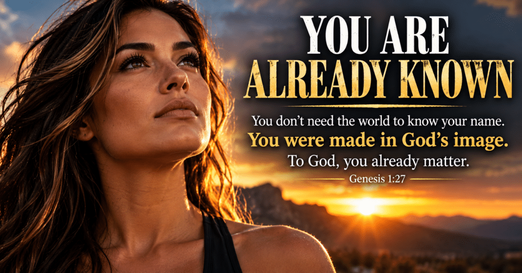 You are already known by God, reflecting the biblical truth that every person has value because they are created in God's image.