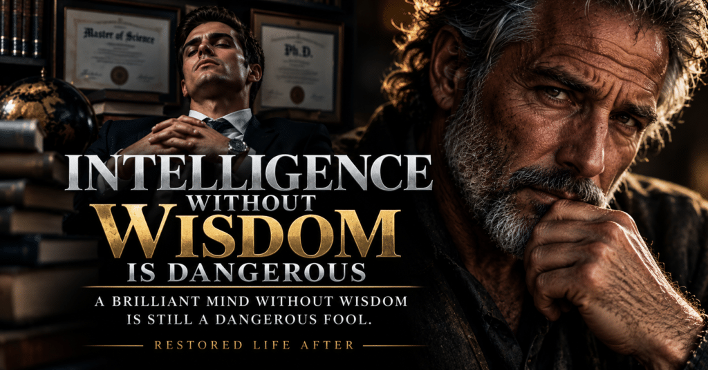 Open Bible illustrating why intelligence without wisdom can be dangerous, with Proverbs 9:10 emphasizing the importance of fearing the Lord.