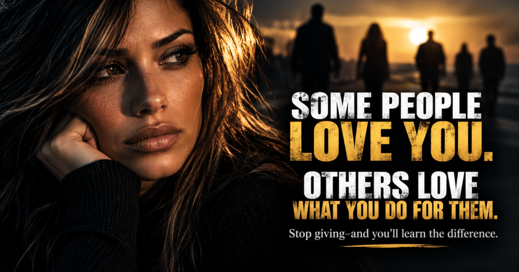 Some people love you for what you do, highlighting the difference between genuine love, conditional relationships, and healthy boundaries.