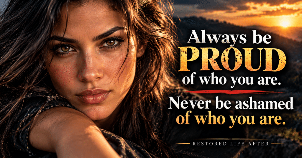 Be proud of who you are, embracing your scars, overcoming struggles, and celebrating the person God created you to be