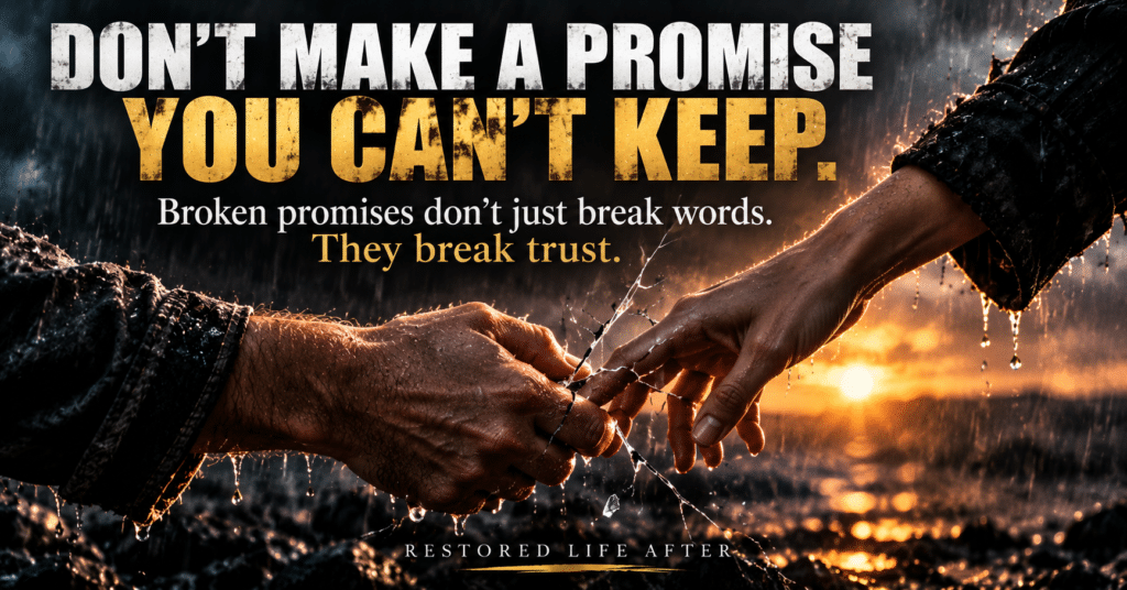Don't make a promise you can't keep, representing honesty, integrity, trust, and the importance of keeping your word.