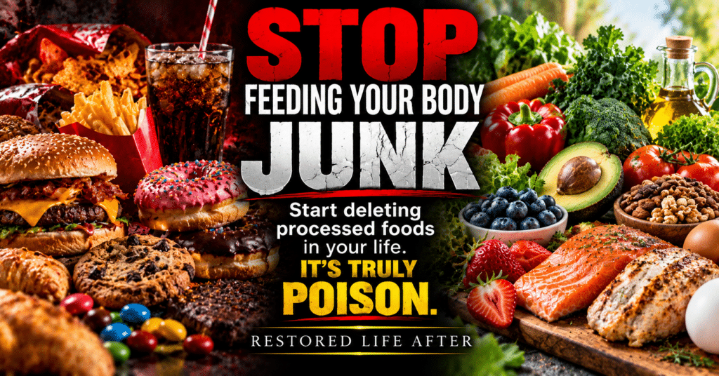 Eliminate processed foods and choose fresh fruits, vegetables, and whole foods for better health and responsible body stewardship.