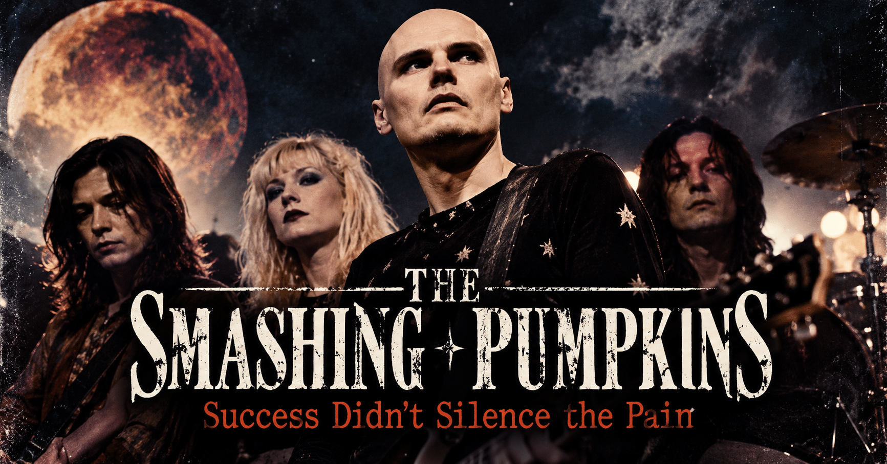 The Smashing Pumpkins, the alternative rock band led by Billy Corgan, known for their emotional music, rise to fame, and struggles behind the scenes.