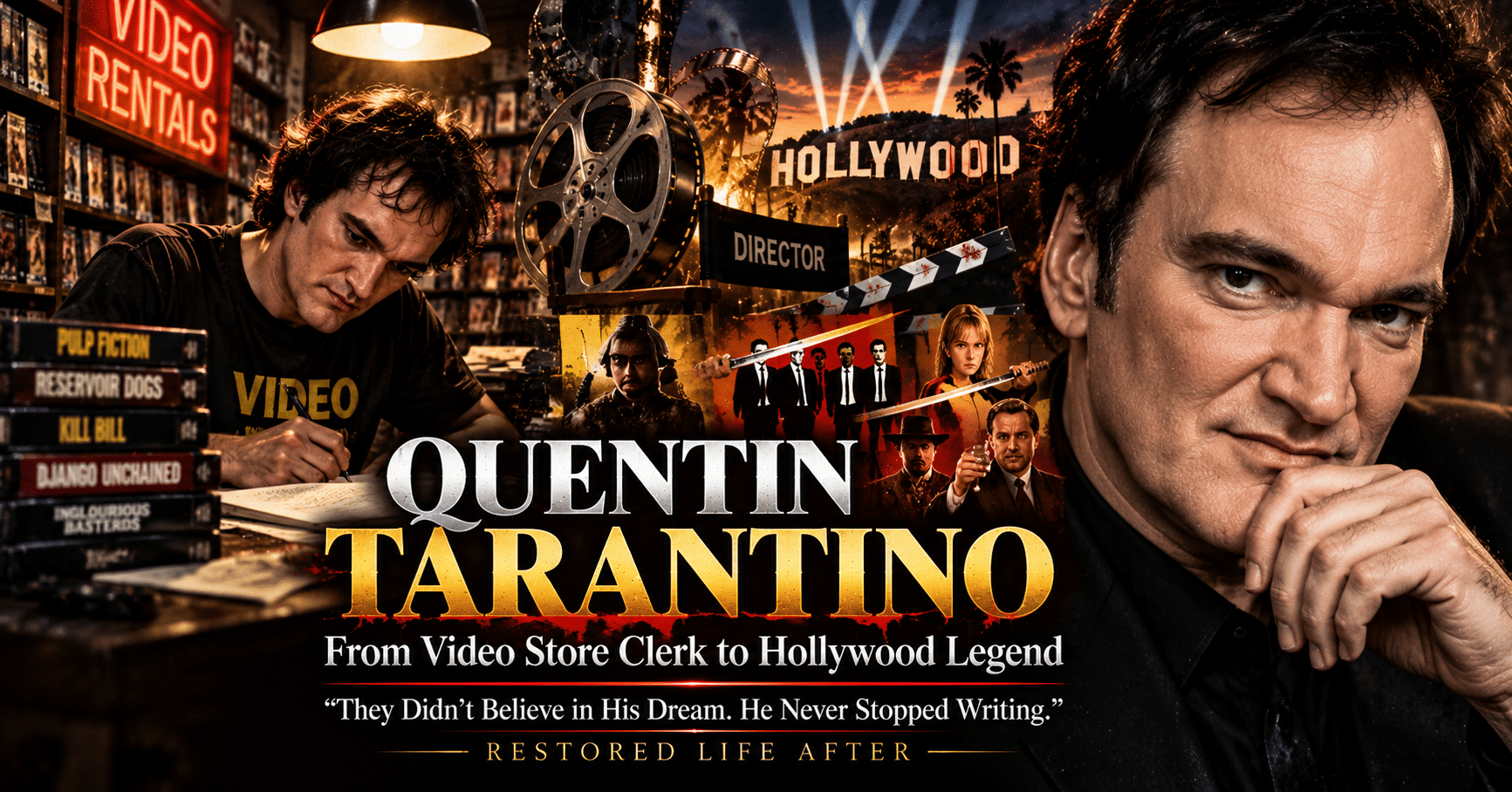 Quentin Tarantino, the acclaimed filmmaker behind Pulp Fiction and Reservoir Dogs, whose journey from video store clerk to Hollywood legend inspired aspiring storytellers.