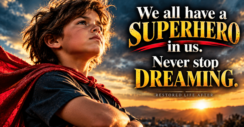 Never give up, representing inner strength, faith in God, hope, and the courage to rise after life's challenges.