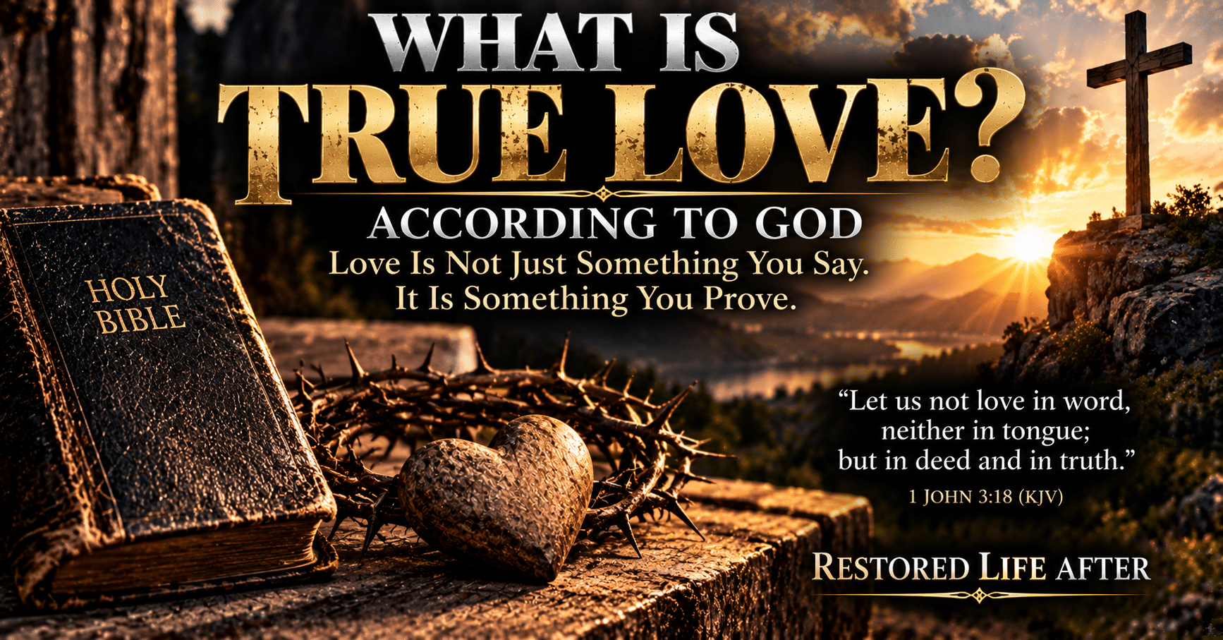 Open Bible representing what true love according to God means through Scripture, sacrifice, forgiveness, faithfulness, and kindness.
